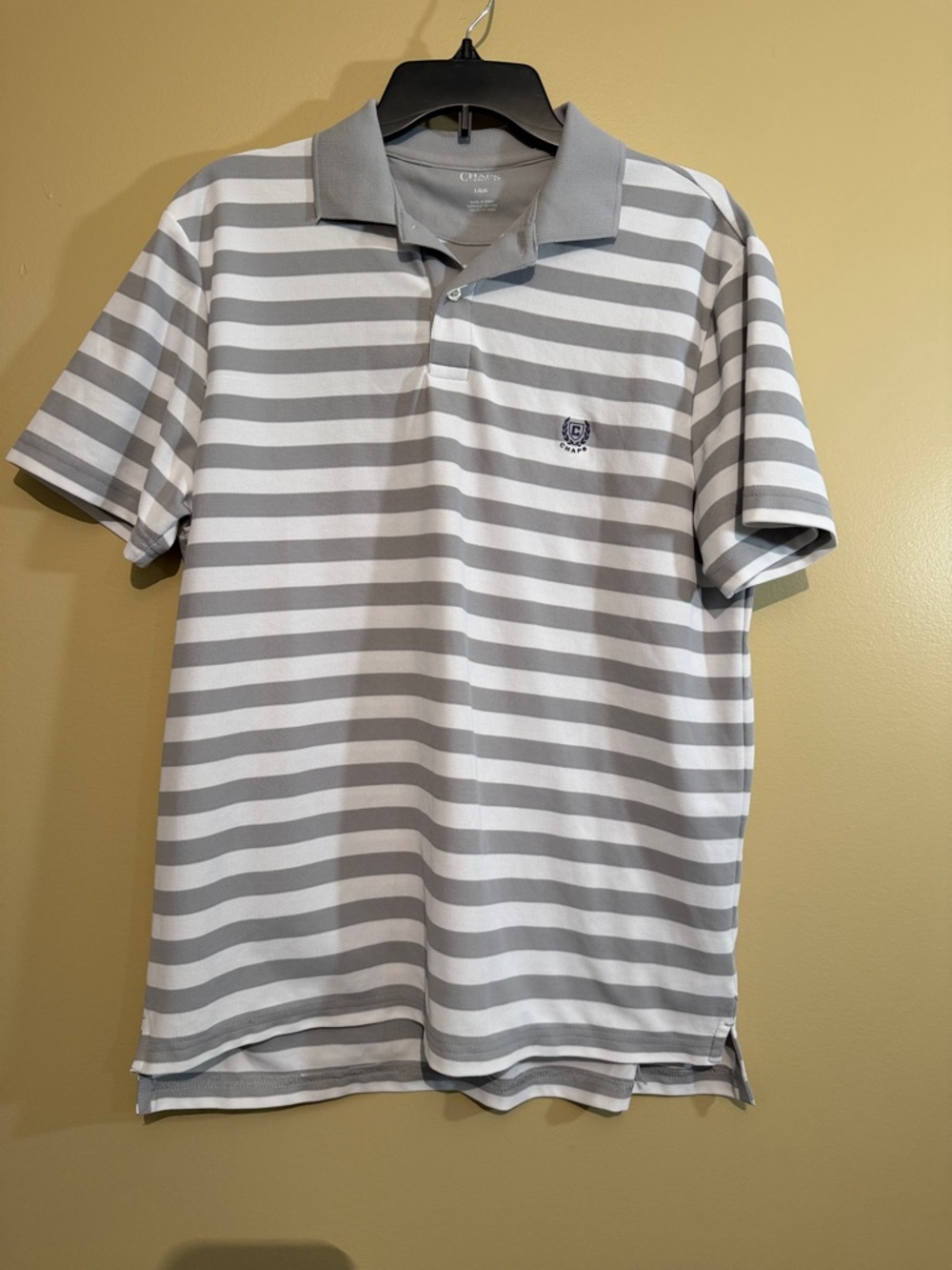 Champs Men's Light Gray & White Horizontal Stripe Polo